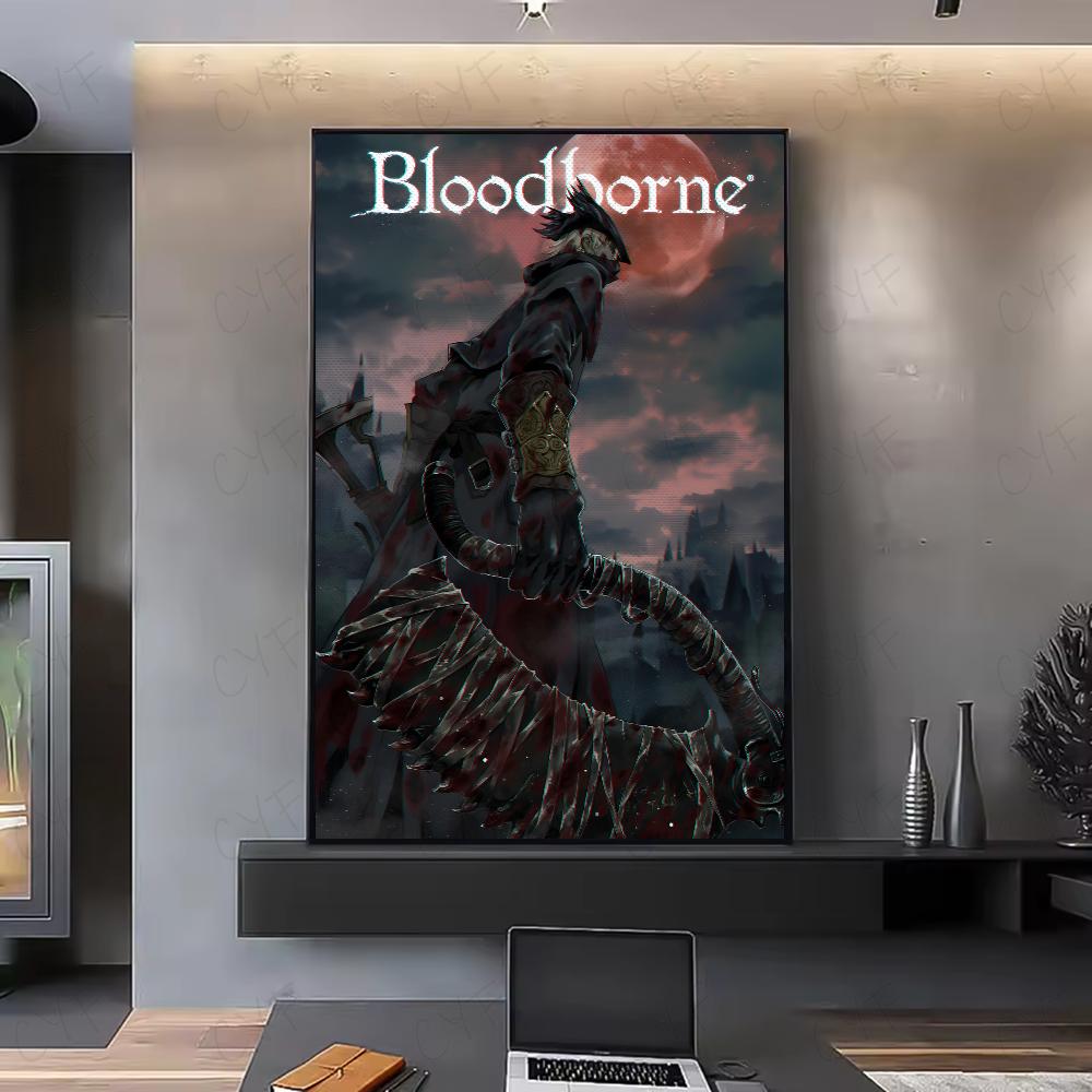 Dark Hunter B-Bloodborne Game Poster HD Art Sticky Wall Waterproof Home Living Room Bedroom Bar Aesthetic Decoration