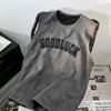 220GSM Unisex Sleeveless T-shirt Summer Suede Vest  American High Street Vintage Oversized T-shirt