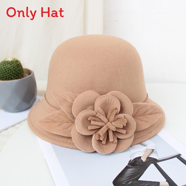 Woolen Cap With Floral Embellishments For Autumn Winter Fashion Girls