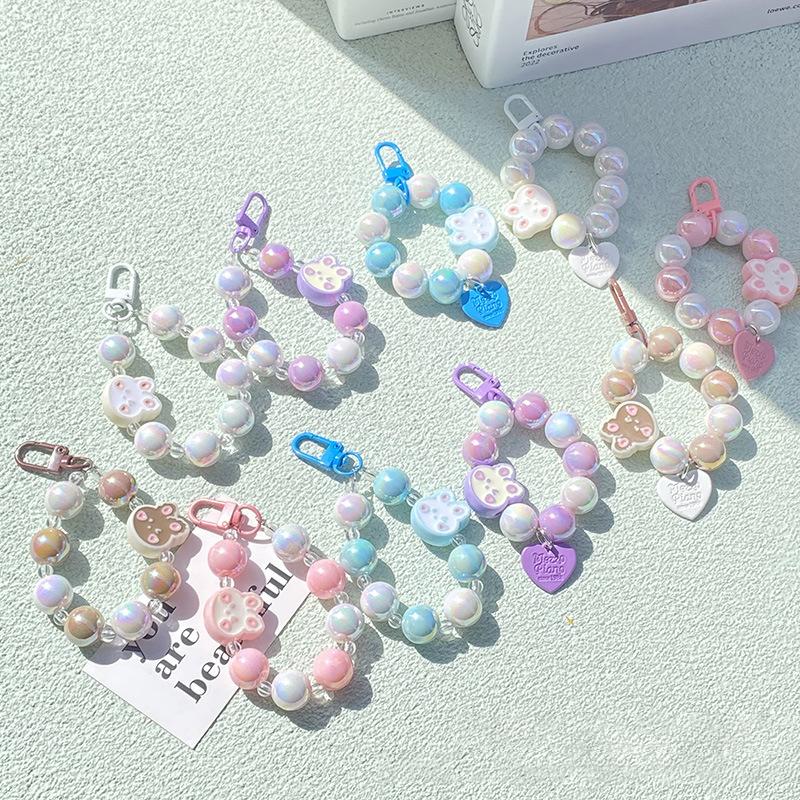 16Mm Niedlicher Hase Perlenkette Auto Schlüsselanhänger Anhänger Kopfhörertasche Kette Zubehör Anti-Verlust Seil