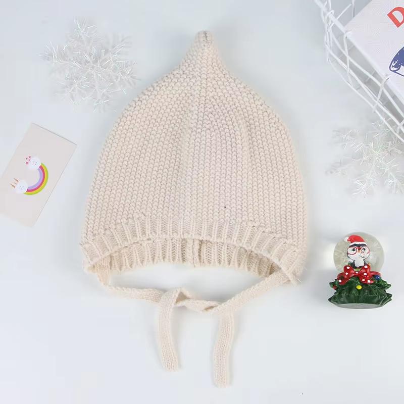 

Осень Зима Защита Ушей Детская Шапка Теплая Вязаная Детская Шапка на Завязках Однотонная Шапка Бини для Младенцев Мальчиков Девочек бежевый