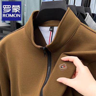 E Men's Cotton Full-Zip Stand Collar Jacket