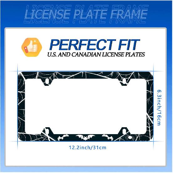 Bats License Plate Frame Stainless Steel Car Decorative 12.3 X 6.3 Inch | Bright License Plate Holders Auto Decoration For Front And Rear Car Tag