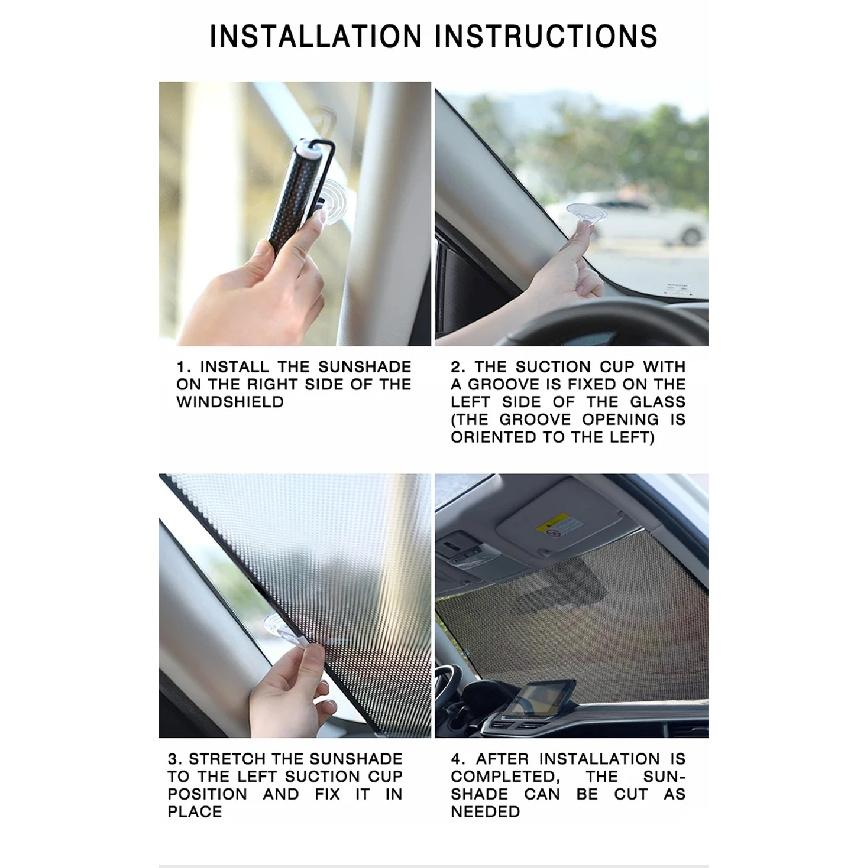 Car Retractable Front Windshield Sun Shade Visor Window Folding Block Cover Summer Protection Heat Insulation SunShade Curtain