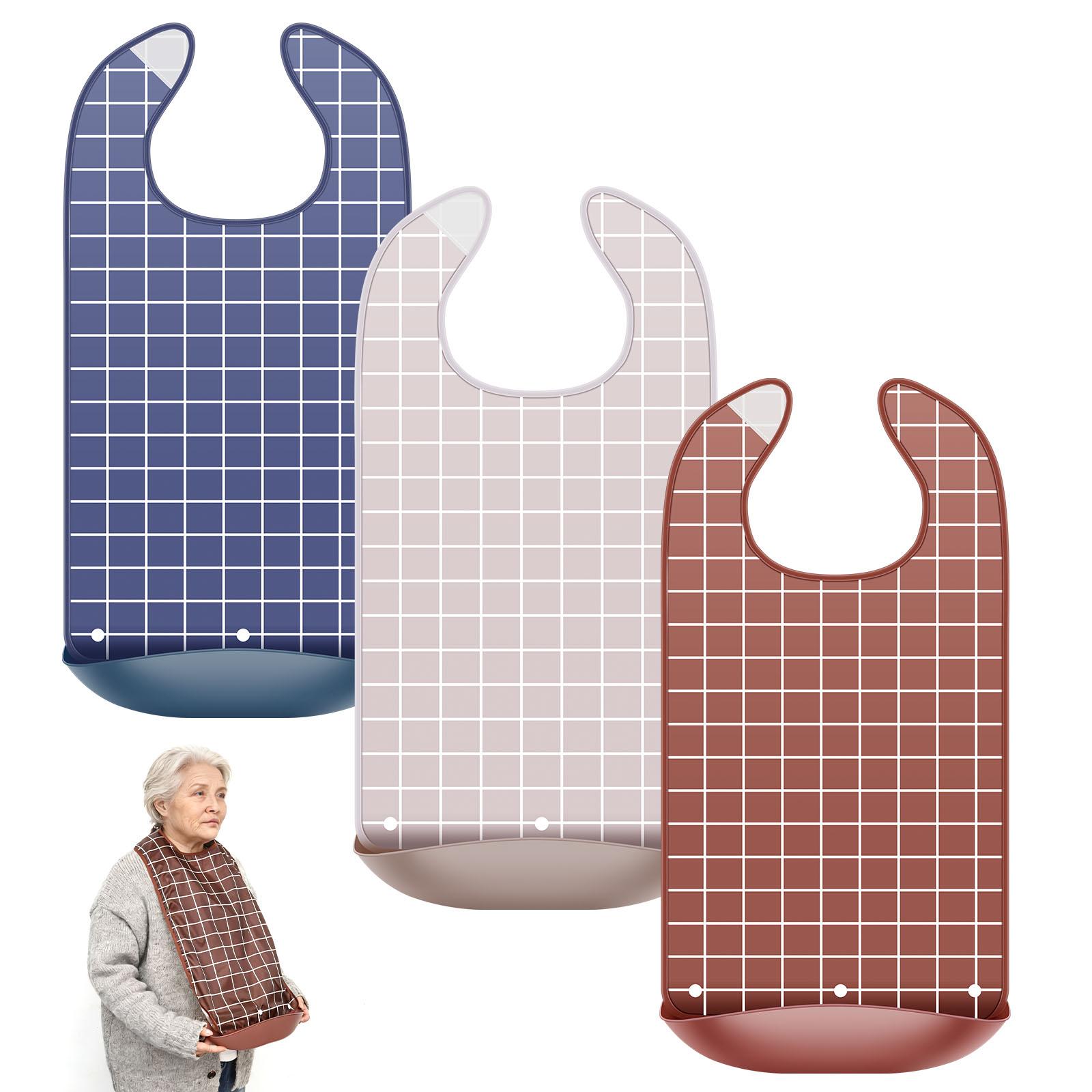 3Pcs Adult Bibs Mealtime Bib Elderly Feeding Soft Towel Cloth Clothing Stain Resistant Protectors for Adult Men and Women