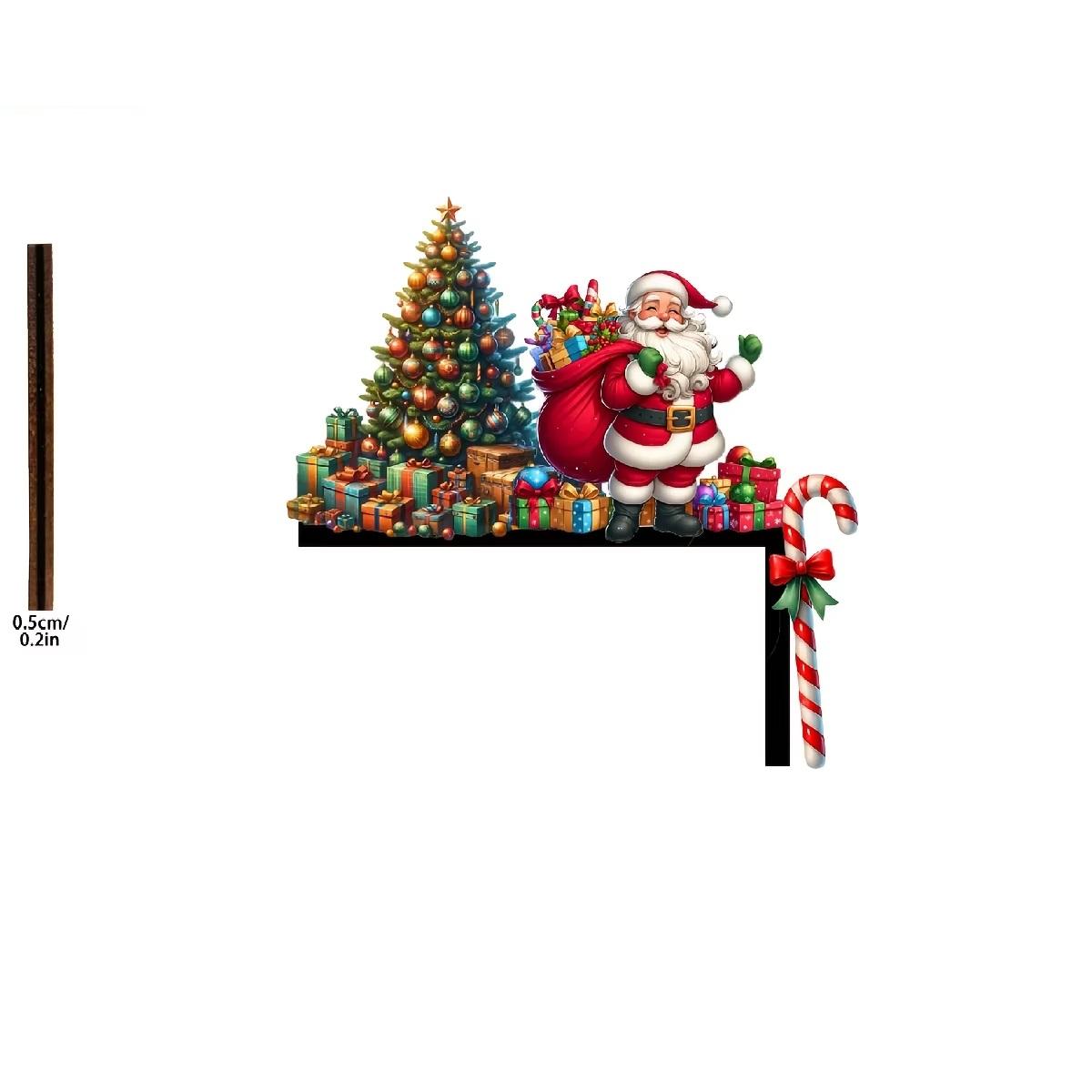 

1pcs 2D Christmas Corner Sign Santa Tree Santa Claus Frame Wooden Door Sitter Home Wall Decorats Festive Xmas Decoration Gifts