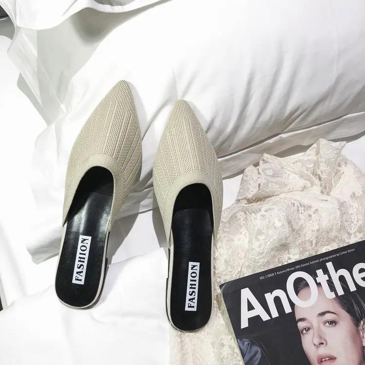 New Women's Summer Mules Fashion Female Flipflop Yellow Office Slippers Flat Sandals Women Spring Slides Shoes 43 Woven Slippers