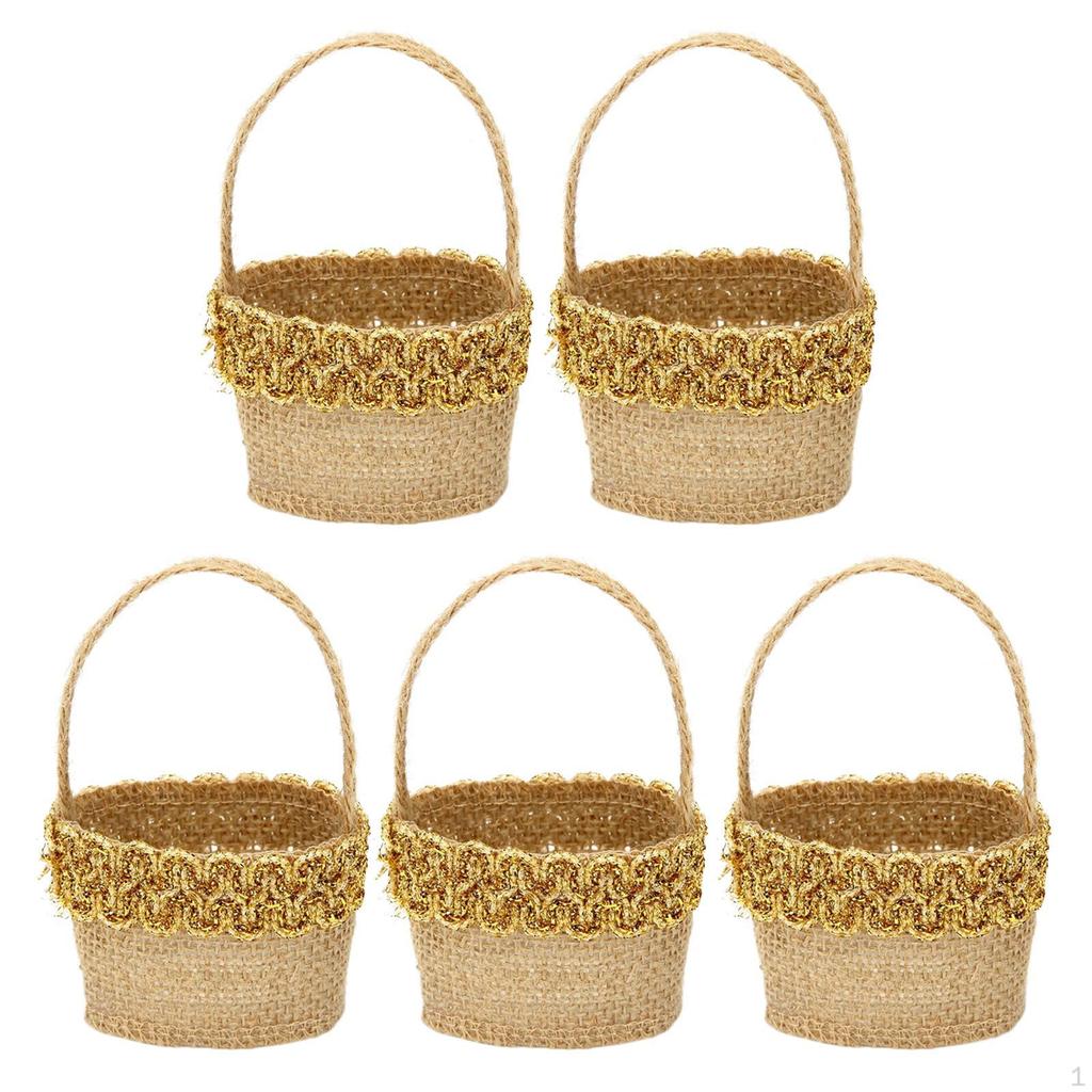 5 Pieces Halloween Party Candy Bag, Wedding Flower Girl Baskets, Multipurpose Carrying Bags