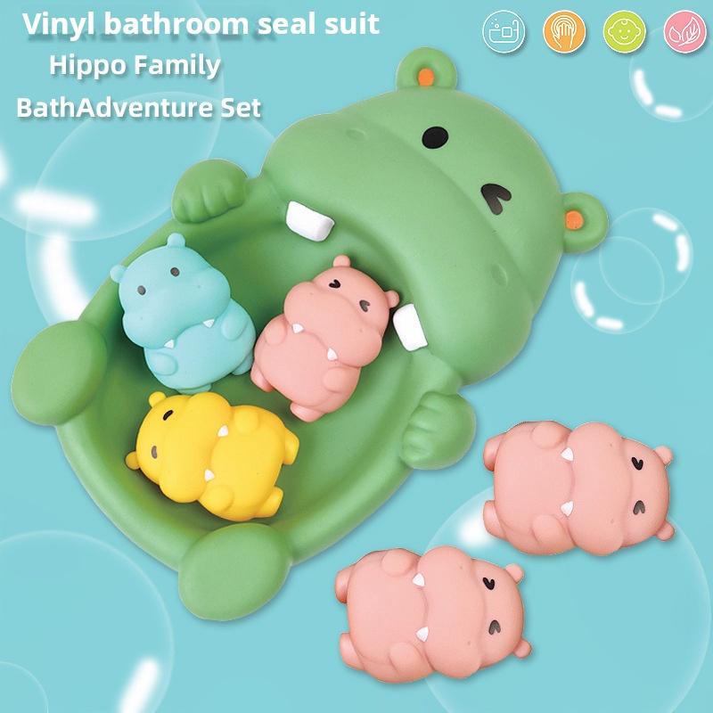 4pcs Youngsters's Bathroom Floating Animal Hippo Otter Sealed Floating Play Toy Youngsters Bath Bath Toy, Mixed Colors, Durable Material, Suitable