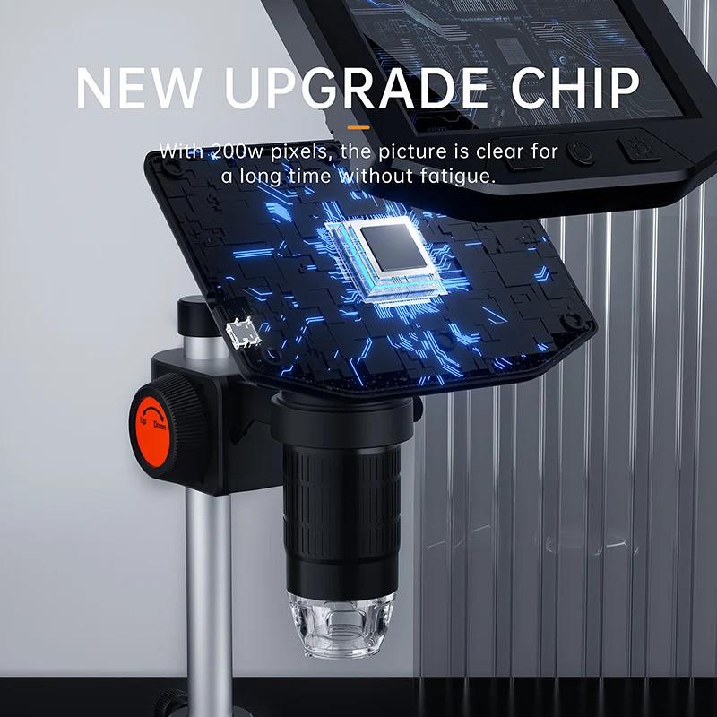 1000X 4.3 inch 1080P 8 Error Coin Brazing Microscope LCD USB Digital Microscope Adjustable LED Light Soldering Repair Magnifier