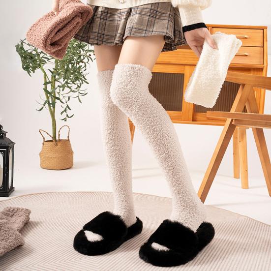 Women Thigh High Socks Extra Long Soft Leg Warmers Fuzzy Over Knee Boot Stockings Fleece Warm Plush Socks