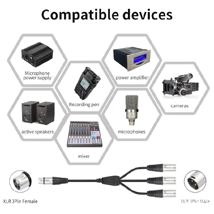 3 Output 3Pin Splitter Cable Balanced Connection For Microphone Mixers Interfaces Signal Routing