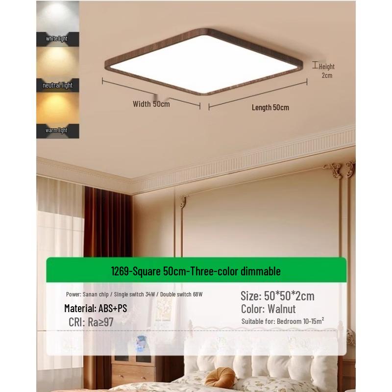 MengPao Walnut Wood LED Ceiling Lamp