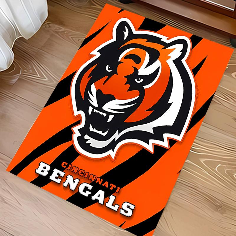 1pc Cincinnati Bengals LOGO Print Area Rug - Soft,Washable Non-Slip Indoor Mat for Office Chairs,Living Room,Home Office Decorative Rug