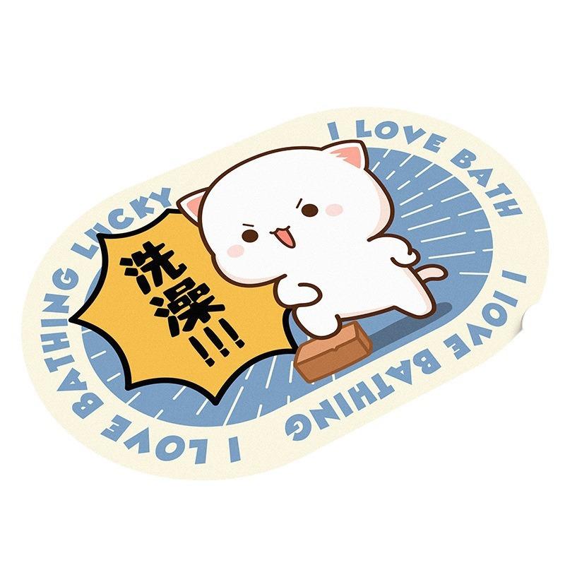 Pfirsich Katze Kieselgur Weiche Fußmatte Badezimmer Saugfähige Matte Toilette Fußmatte Rutschfester Teppich Toilettentürmatte