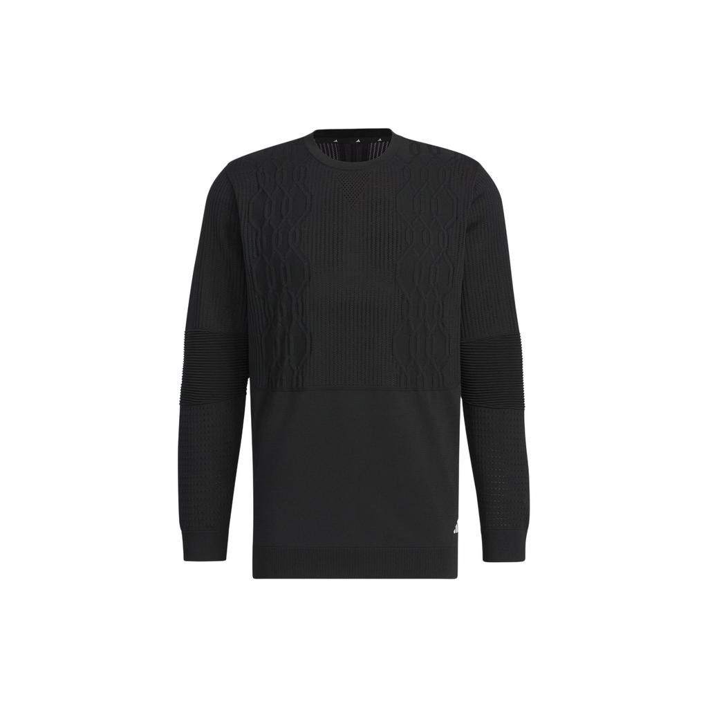 Adidas Primeknit Gradation Pattern Solid Color Golf Long Sleeve Knit Top Men tops Black IN6654