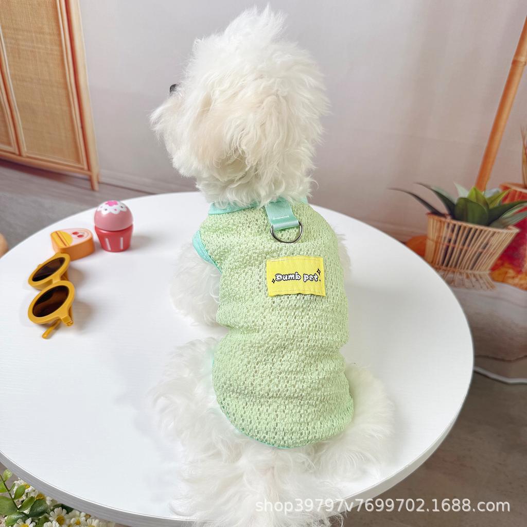 Spring and summer thin breathable hollow vest pet dog dog cat clothes more anti-hair loss than bear