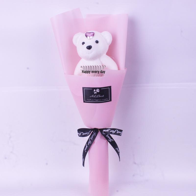 Valentine's Day Bear Bouquet: Cartoon Bear, Ice Cream Figure, Graduation Doll, Teacher's Gift, Rose Bear, Qixi Festival