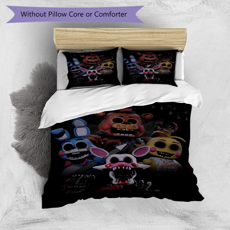 3pcs Duvet Cover Set (1*Duvet Cover + 2*Pillowcase, Without Core), Five Nights At Freddy's Print Bedding Set, Bedroom Decor, All‑Season, Birthday Gift