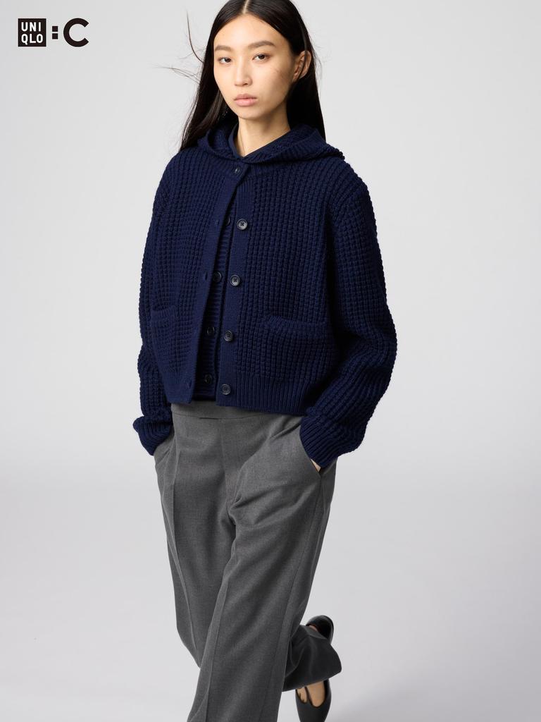 Uniqlo Waffle Knit Crew Neck Cardigan