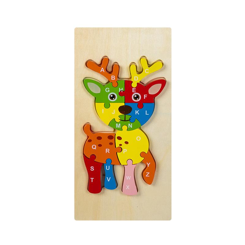 Kinder Pädagogisches Holztier Digitales 3D-Puzzle Lernspielzeug für die frühe Bildung