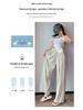 Women's Summer Blue Wide-Leg Ice Silk Pants - Casual Pleated Zen Style