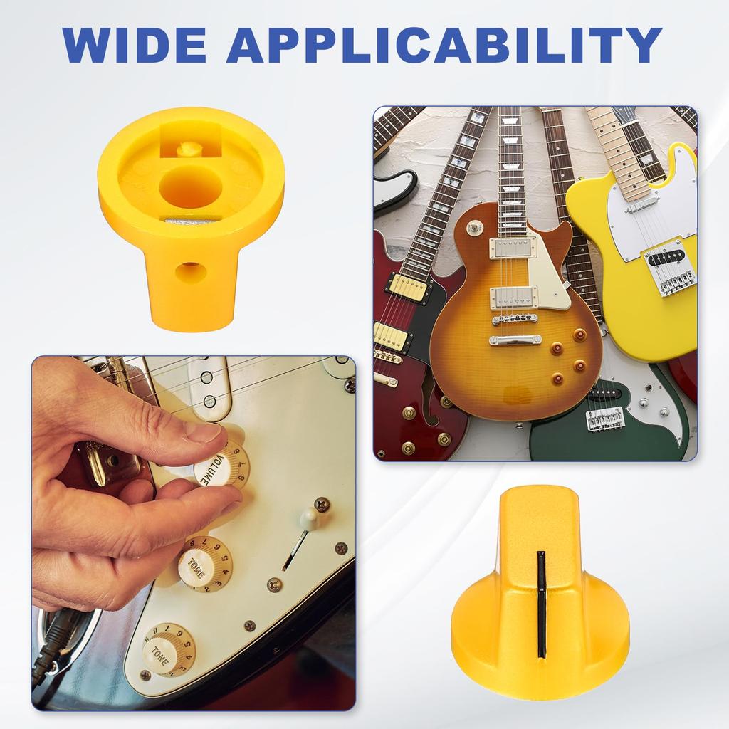 uxcell 10pcs Guitar Effects Pedal Knob Electric Guitar Amplifier Bass Volume Hole 19mm Outer Gold Inserts, Knobs, Knobs, Guitar, Control, Plastic,