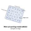 DIY Crystal Epoxy Mini Cat Stud Earrings Silicone Mold, Kitten Series Ear Jewelry Earrings Mold