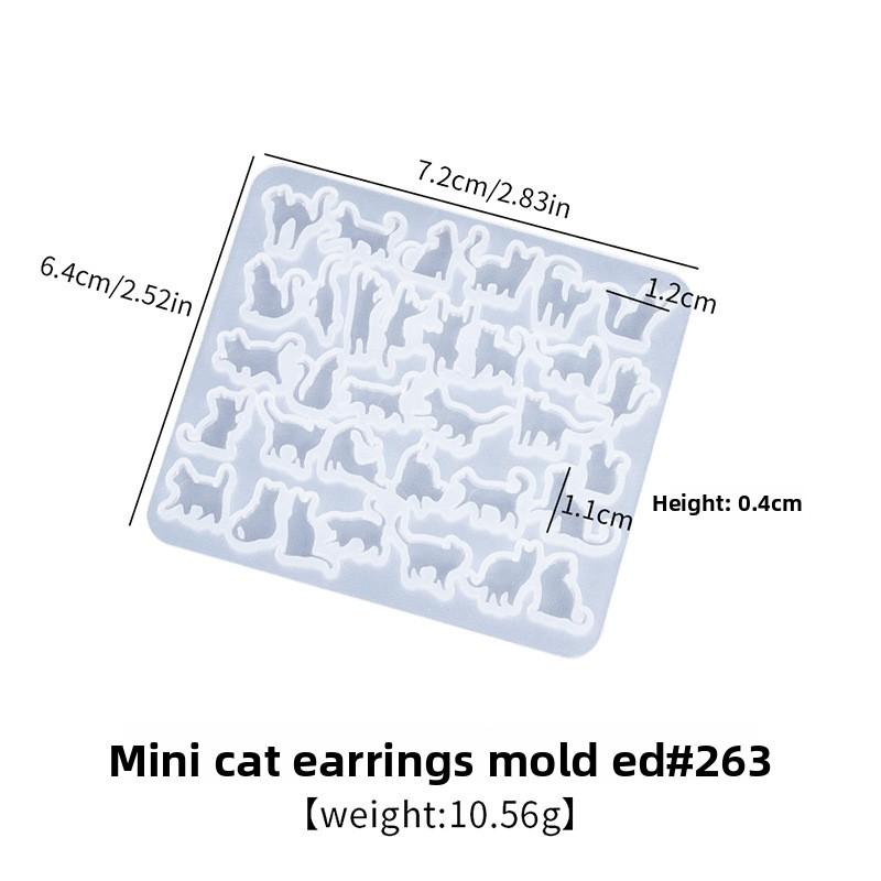 DIY Crystal Epoxy Mini Cat Stud Earrings Silicone Mold, Kitten Series Ear Jewelry Earrings Mold