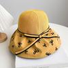 Hat women's spring and summer new bow knitted empty top hat vinyl sunscreen beach sunshade printing folding sun hat
