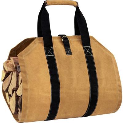 Outdoor Firewood Carrier Tote Bag, Waxed Canvas Fireplace Log Carrier Holder for Carrying Wood Indoors & Outdoor