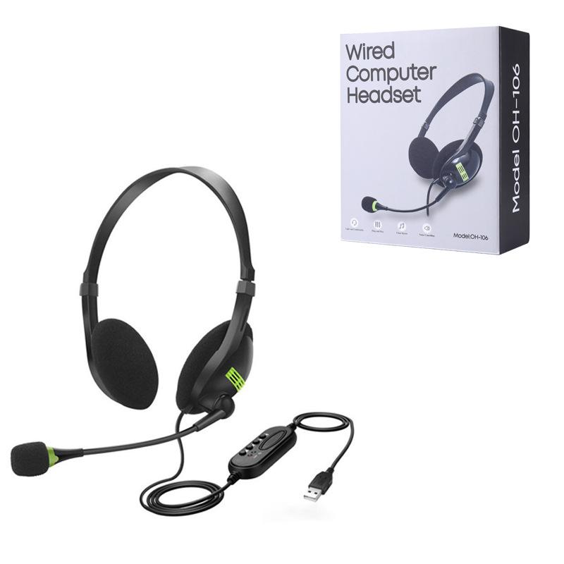 

Проводная USB-гарнитура Handfree Call Center Офисные наушники Surround Sound & HD Microphone Наушники Игровые наушники Overear для ПК Ноутбука чёрный