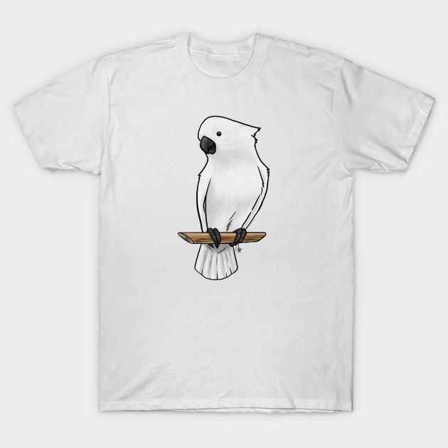 Men Black Print T-shirt Bird - Umbrella Cockatoo - Crest Down No-Cut Transfer Paper Print Cotton Tshirt 3XL белый