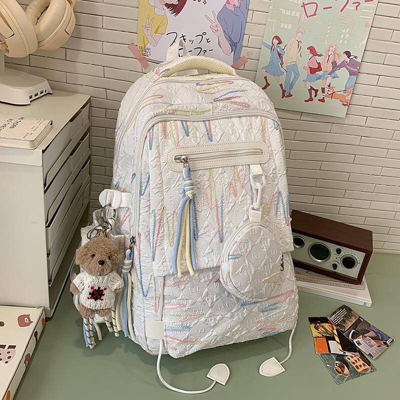 Trendy high-value schoolbag girls, primary school students, junior high and high school students, niche design, simple and versatile backpack women