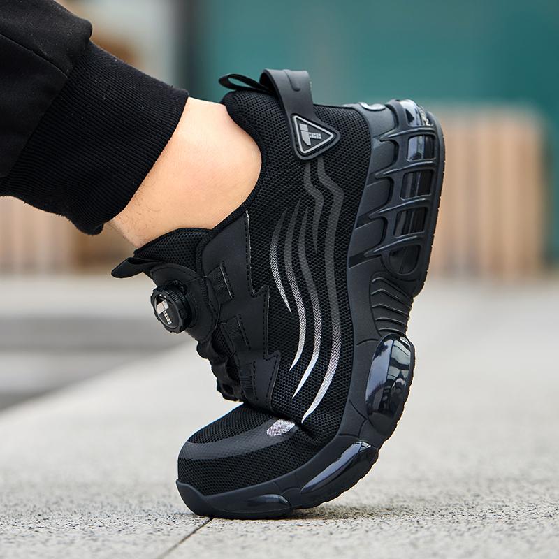 Rotary Button  Safety Shoes For Men, Anti-impact And Anti-piercing Work Shoes, Fashionable Men's Sports Shoes Tactical Boots