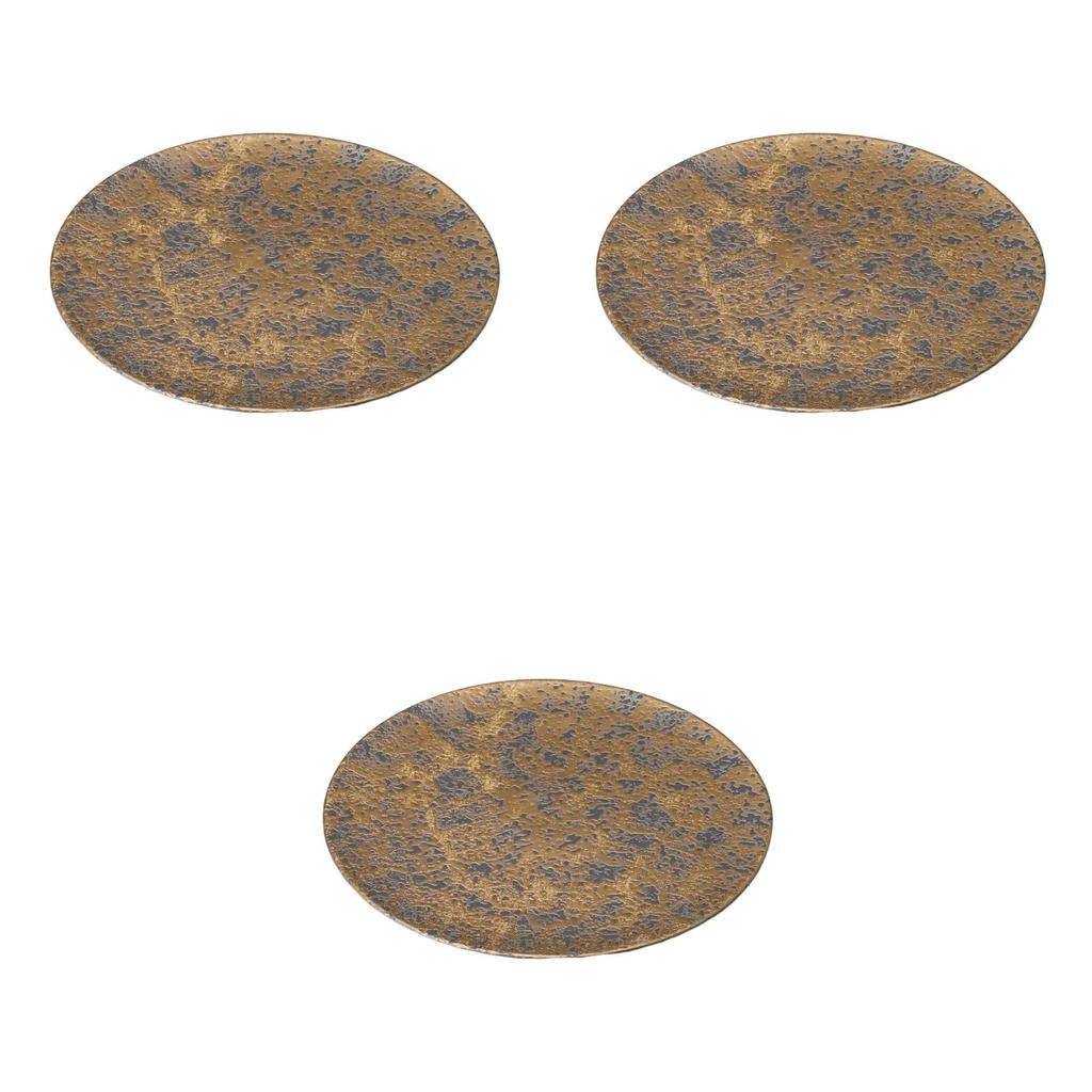 Set of 3 Gold Seared Flat Plates X Extra Large Round Plates by Setomonohonpo [29.2 1.8 Cm]