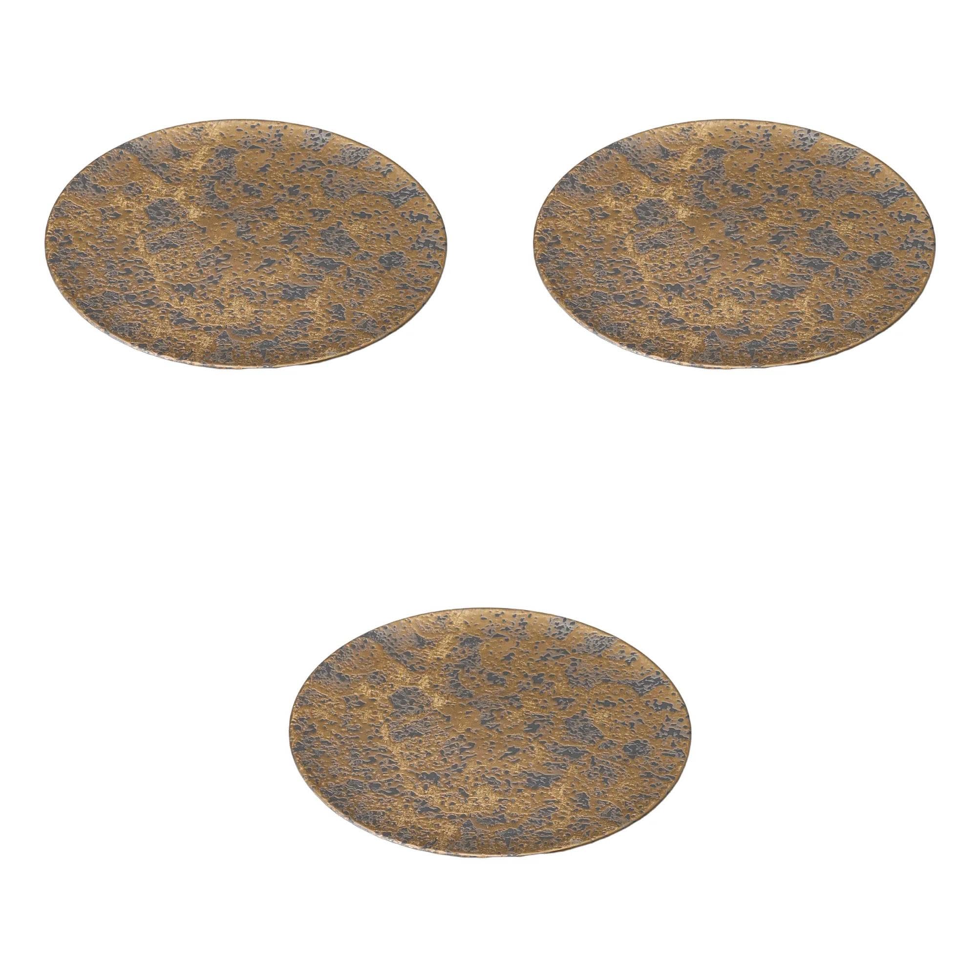 

Set of 3 Gold Seared Flat Plates x Extra Large Round Plates by Setomonohonpo [29.2 1.8 cm]