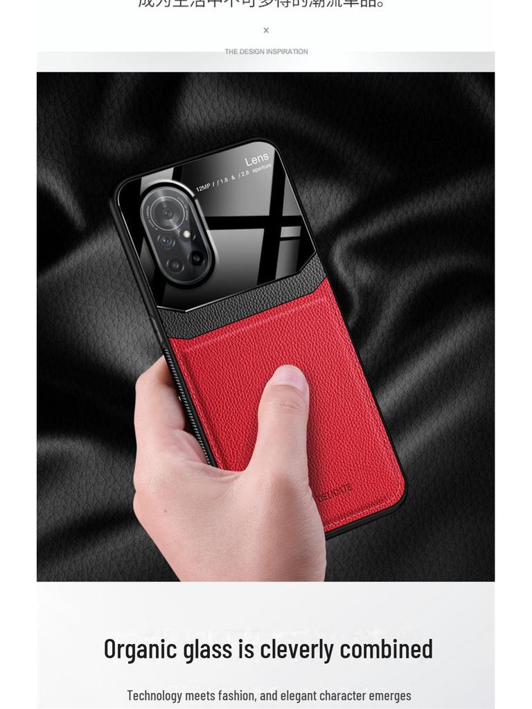 Ochranný kryt s koženou texturou pro Huawei Honor V40 Light Luxury Edition - měkký silikon, plný okraj, ochrana objektivu 5G