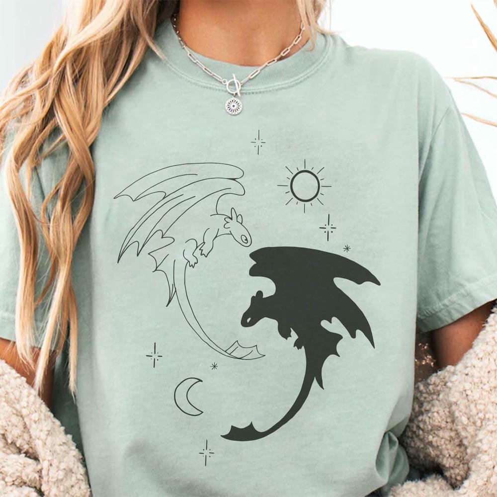 Women Short Sleeve Shirt Vintage Toothless Dragon And Light Fury Comfort Unisex Shirt How To Train Shirt Unisex Top Streetwear