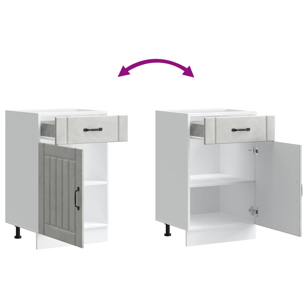 Lucca Kitchen Base Cabinet Concrete Grey Particleboard