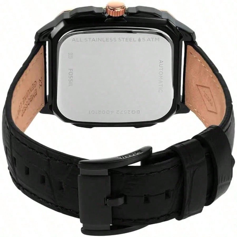 Ceas de mână pentru bărbați cu inscripție Automatic, cadran schelet negru, Nr. articol