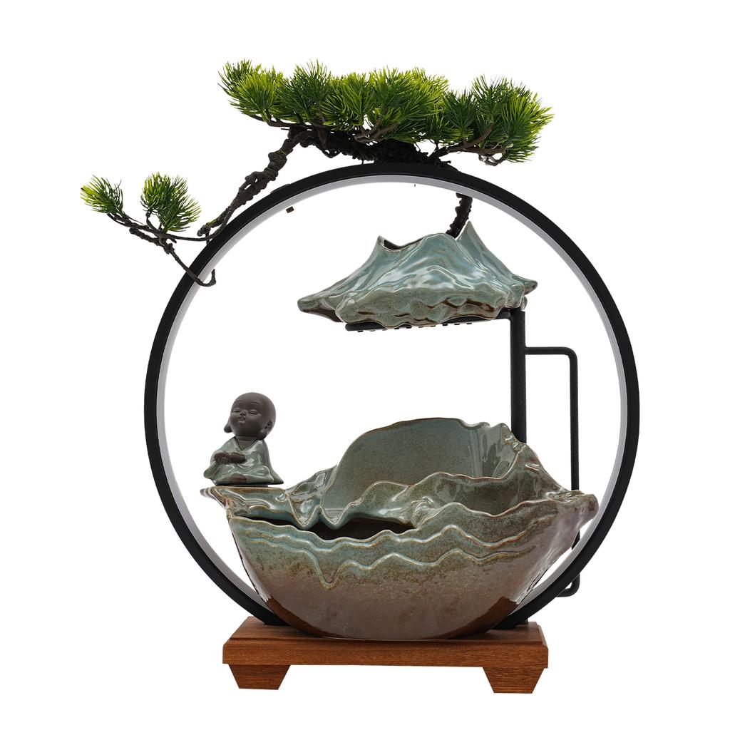 BYMAOCAR Keramiska Buddha Vattenfontäner, M/ LED-ljus för Feng Shui Rikedomstillväxt M/ Dimma för Meditation för Inomhusdekor