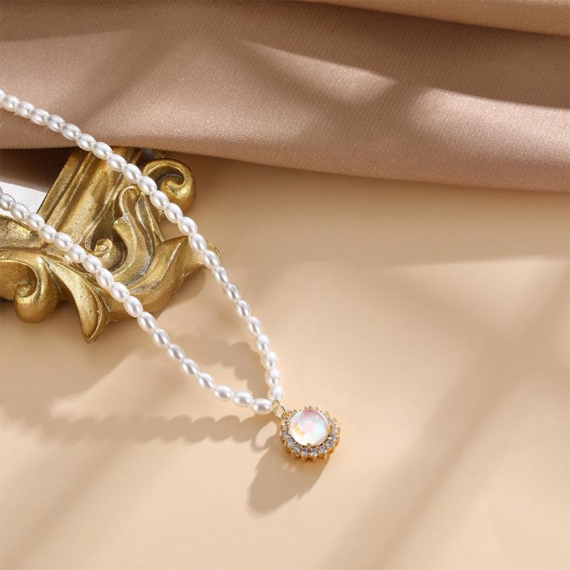 

Retro Opal Pearl Necklace Women S High Sense Versatile Light Luxury Trendy Neck Chain