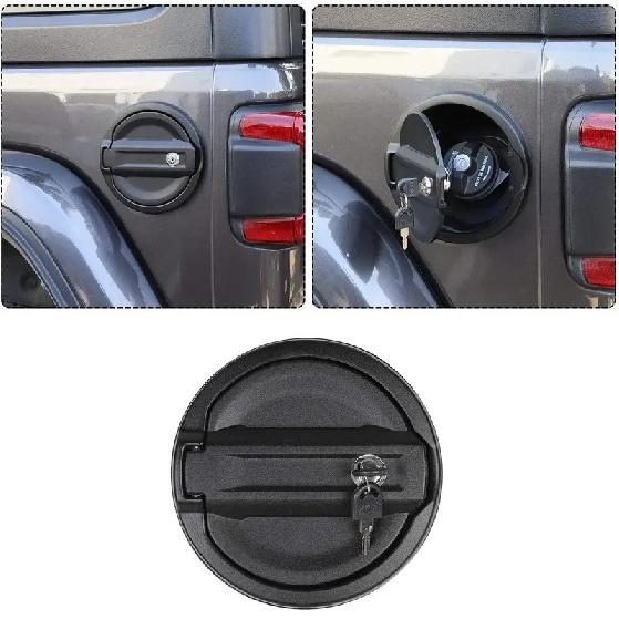 For Jeep JL Fuel Gas Tank Cap Cover Locking Fuel Door with Key for Jeep Wrangler JL 2018- & Unlimited Sport Rubicon Sahara