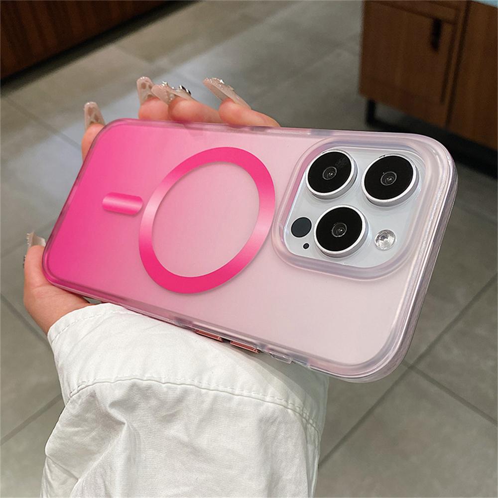 Luxury Bumper Matte Gradient Color Translucent For Magsafe Magnetic Phone Case for iPhone 15 14 Pro Max Hard Acrylic Armor Cover