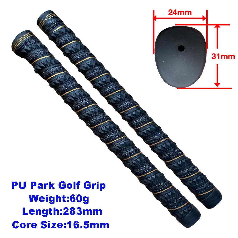 Customizable Logo Park Golf Grip, PU Leather, Diamond Pattern, Anti-slip Design черный с золотым цветом