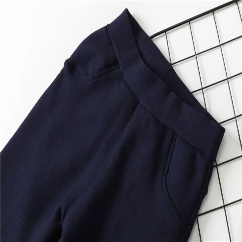 Girls Winter Children Plus Velvet Trousers Thick Warm Solid Color Pencil Pants