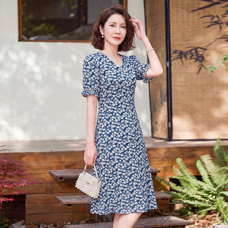 Elegant Floral V-Neck A-Line Midi Dress