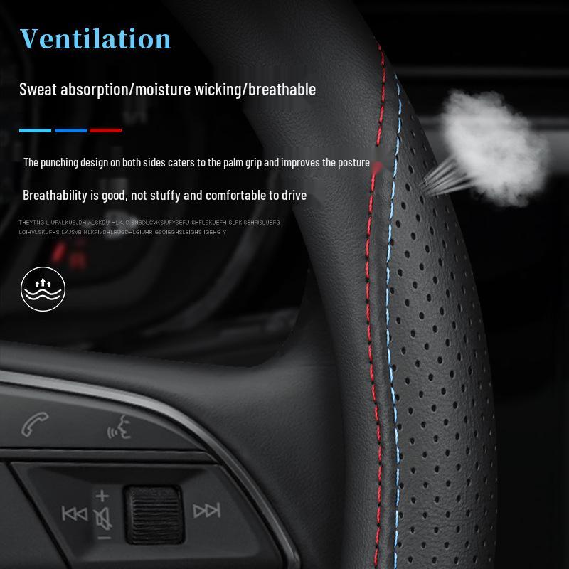 Ford-Compatible Leather Steering Wheel Cover for Focus, EcoSport, Taurus, Edge, Escort, Kuga, Mondeo