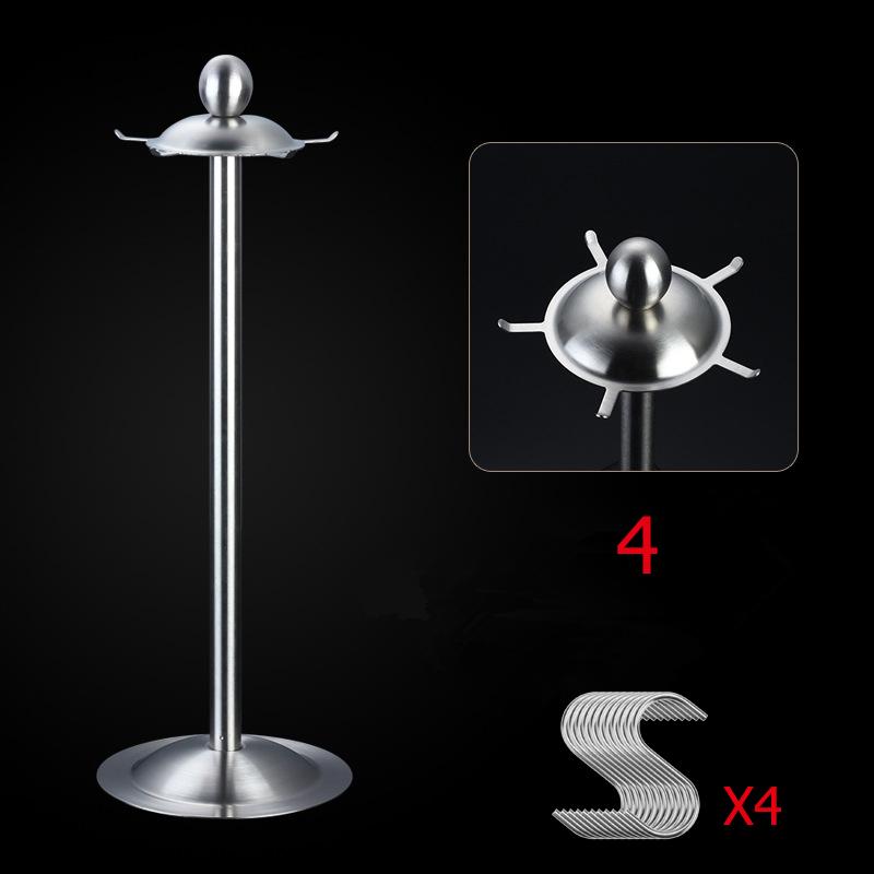 LMETJMA 360 Degree Rotating Kitchen Utensil Holder Stainless Steel Kitchen Utensil Tools Holder Stand Rack with 6 Hooks KC0422